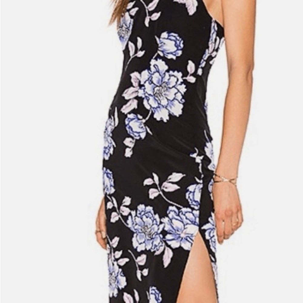 Yumi Kim Black Afternoon Tea Silk Midi Dress in Peony